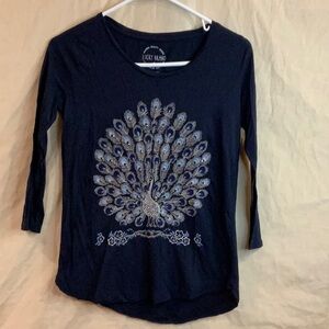 Lucky Brand Midnight Blue Peacock Tee